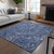 9' X 12' Navy Blue And Sky Blue Paisley Washable Indoor Outdoor Area Rug