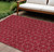 10' X 14' Red Black And Ivory Geometric Washable Indoor Outdoor Area Rug