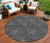 8' Gray And Charcoal Round Floral Washable Indoor Outdoor Area Rug