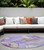 8' Round Gray and Purple Round Abstract Washable Non Skid Indoor Outdoor Area Rug - Gray, Purple