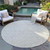 8' Beige And Linen Round Abstract Washable Indoor Outdoor Area Rug