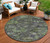 8' Green Charcoal And Black Round Floral Washable Indoor Outdoor Area Rug