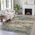 10' X 14' Teal Blue And Beige Abstract Washable Indoor Outdoor Area Rug - Teal Blue, Beige