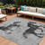8' X 10' Gray And Charcoal Horse Washable Indoor Outdoor Area Rug