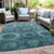 9' X 12' Blue And Ivory Medallion Washable Indoor Outdoor Area Rug