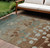 9' X 12' Brown And Teal Blue Floral Washable Indoor Outdoor Area Rug