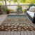 9' X 12' Brown And Teal Blue Floral Washable Indoor Outdoor Area Rug