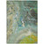 9' X 12' Teal Blue Lime Green And Green Abstract Washable Indoor Outdoor Area Rug