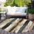 8' Taupe And Gold Round Striped Washable Indoor Outdoor Area Rug