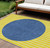 10' X 14' Yellow And Blue Striped Washable Indoor Outdoor Area Rug