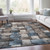 10' X 14' Taupe And Denim Blue Striped Washable Indoor Outdoor Area Rug