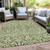 8' X 10' Olive Green And Ivory Damask Washable Indoor Outdoor Area Rug