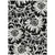 8' X 10' Black and Ivory Floral Washable Non Skid Indoor Outdoor Area Rug