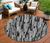8' Gray And Black Round Striped Washable Indoor Outdoor Area Rug