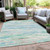 10' X 14' Teal Blue And Ivory Abstract Washable Indoor Outdoor Area Rug - Teal Blue, Ivory