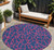 8' Navy Blue And Dark Pink Round Geometric Washable Indoor Outdoor Area Rug