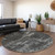 8' Black And Ivory Round Geometric Washable Indoor Outdoor Area Rug Transitional Style - Black, Ivory Color