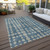 10' X 14' Denim Blue And Gray Abstract Washable Indoor Outdoor Area Rug - Denim Blue, Gray