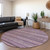 8' Plum And Lilac Round Striped Washable Indoor Outdoor Area Rug