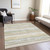 8' X 10' Ivory Beige And Green Striped Washable Indoor Outdoor Area Rug