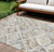 8' X 10' Ivory And Cream Geometric Washable Indoor Outdoor Area Rug