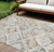 8' X 10' Ivory And Cream Geometric Washable Indoor Outdoor Area Rug