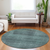 8' Teal Blue Aqua And Gray Round Striped Washable Indoor Outdoor Area Rug