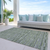 9' X 12' Olive Green And Gray Striped Washable Indoor Outdoor Area Rug