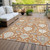 10' X 14' Copper Ivory And Gray Damask Washable Indoor Outdoor Area Rug