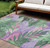 9' X 12' Sage And Mint Green Floral Washable Indoor Outdoor Area Rug