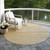 8' Gold Gray And Ivory Round Striped Washable Indoor Outdoor Area Rug Transitional Style - Gold, Gray, Ivory Color