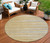 8' Gold Gray And Ivory Round Striped Washable Indoor Outdoor Area Rug Transitional Style - Gold, Gray, Ivory Color