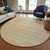 8' Gold Gray And Ivory Round Striped Washable Indoor Outdoor Area Rug Transitional Style - Gold, Gray, Ivory Color