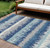 8' X 10' Blue Gray And Ivory Striped Washable Indoor Outdoor Area Rug - Blue, Gray, Ivory