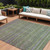 9' X 12' Olive Green And Purple Striped Washable Indoor Outdoor Area Rug