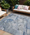 9' X 12' Blue and Gray Abstract Washable Non Skid Indoor Outdoor Area Rug Transitional Style - Blue, Gray Color