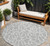 8' Silver And Ivory Round Geometric Washable Indoor Outdoor Area Rug Transitional Style - Silver, Ivory Color