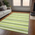 10' X 14' Green and Yellow Striped Washable Non Skid Indoor Outdoor Area Rug