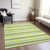 10' X 14' Green and Yellow Striped Washable Non Skid Indoor Outdoor Area Rug