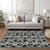 9' X 12' Black And Gray Abstract Washable Indoor Outdoor Area Rug