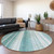 8' Teal Blue Turquoise And Aqua Round Striped Washable Indoor Outdoor Area Rug