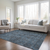 9' X 12' Navy and Black Oriental Washable Non Skid Indoor Outdoor Area Rug