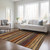 9' X 12' Chocolate Beige And Copper Striped Washable Indoor Outdoor Area Rug