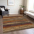 9' X 12' Chocolate Beige And Copper Striped Washable Indoor Outdoor Area Rug