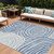 10' X 14' Sky Blue Denim Blue And Ivory Abstract Washable Indoor Outdoor Area Rug Transitional Style - Sky Blue, Denim Blue, Ivory Color
