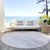 8' Lavender Purple And Ivory Round Abstract Washable Indoor Outdoor Area Rug