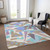 8' X 10' Brown Teal Blue And Ivory Geometric Washable Indoor Outdoor Area Rug