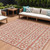 9' X 12' Salmon And Ivory Geometric Washable Indoor Outdoor Area Rug Transitional Style - Salmon, Ivory Color