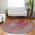 8' Burgundy Pink And Blush Round Striped Washable Indoor Outdoor Area Rug