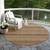 8' Orange And Copper Round Striped Washable Indoor Outdoor Area Rug